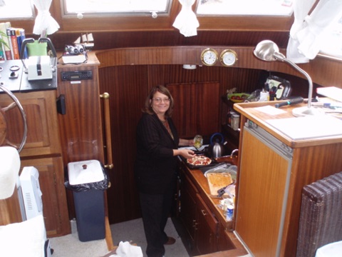 The ship's chef preparing the local produce.